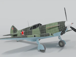 low poly cartoon lagg-3 wwii airplane 3D Model