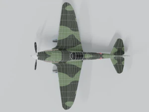 low poly cartoon lagg-3 wwii airplane 3D Model