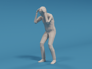 low poly kid holding head 3D Модель