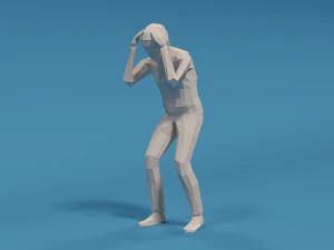 लो पॉली बच्चा सिर पकड़े हुए 3D मॉडल