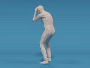 low poly kid holding head 3D Model
