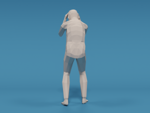 low poly kid holding head Modelo 3D