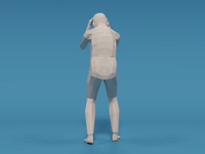 low poly kid holding head 3D Model