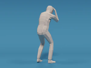 low poly kid holding head 3D Model