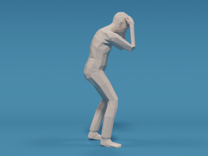 low poly kid holding head Modelo 3D