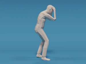 low poly kid holding head 3D Model