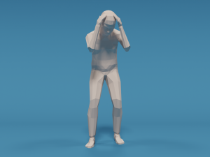 low poly kid holding head Modelo 3D