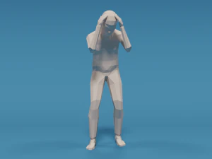 low poly kid holding head 3D Model