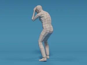low poly kid holding head 3D Model