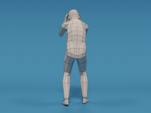 low poly kid holding head Modelo 3D