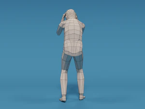low poly kid holding head 3D Model