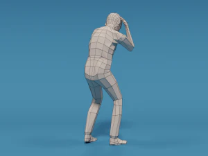 low poly kid holding head 3D Model