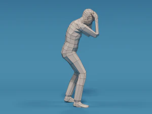 low poly kid holding head 3D Model