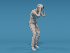 low poly kid holding head Modelo 3D