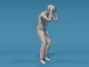 low poly kid holding head 3D Model