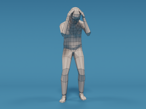 low poly kid holding head Modelo 3D