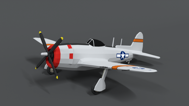 low poly cartoon p-47 n thunderbolt wwii airplane 3D 모델 .c4d .max .obj .3ds .fbx .stl .blend 