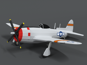 low poly cartoon p-47 n thunderbolt wwii airplane 3D Model