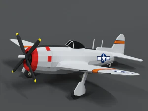 낮은 폴리 만화 p-47 n Thunderbolt wwii 비행기 3D 모델