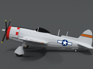 low poly cartoon p-47 n thunderbolt wwii airplane 3D 모델