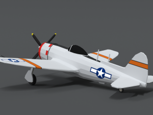 low poly cartoon p-47 n thunderbolt wwii airplane 3D 모델