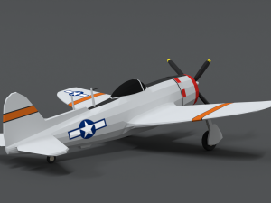 low poly cartoon p-47 n thunderbolt wwii airplane 3D 모델