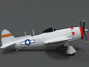 low poly cartoon p-47 n thunderbolt wwii airplane 3D 모델