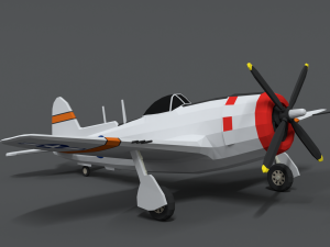 low poly cartoon p-47 n thunderbolt wwii airplane 3D 모델