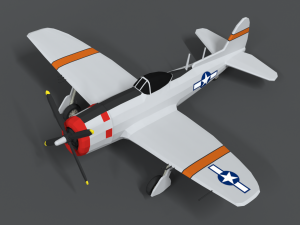 low poly cartoon p-47 n thunderbolt wwii airplane 3D 모델