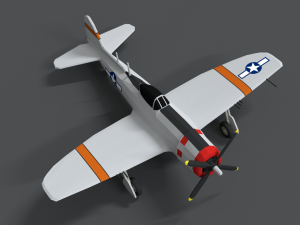 low poly cartoon p-47 n thunderbolt wwii airplane 3D 모델