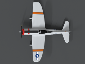 low poly cartoon p-47 n thunderbolt wwii airplane 3D 모델