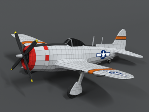 low poly cartoon p-47 n thunderbolt wwii airplane 3D 모델