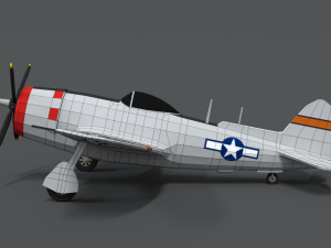 low poly cartoon p-47 n thunderbolt wwii airplane 3D 모델
