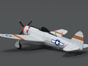 low poly cartoon p-47 n thunderbolt wwii airplane 3D 모델