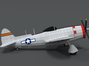 low poly cartoon p-47 n thunderbolt wwii airplane 3D 모델