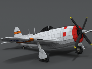 low poly cartoon p-47 n thunderbolt wwii airplane 3D 모델