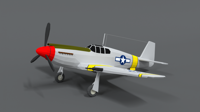 low poly cartoon north american p-51 mustang Model 3D .c4d .max .obj .3ds .fbx .stl .blend 