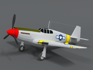 low poly cartoon north american p-51 mustang Modèle 3D