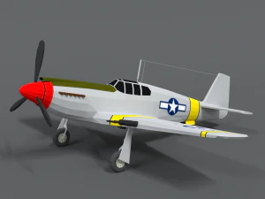 mustang nordamericano p-51 low poly cartoon Modello 3D
