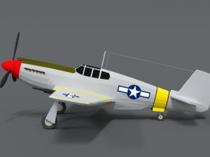 low poly cartoon north american p-51 mustang Model 3D