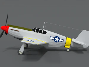 low poly cartoon north american p-51 mustang 3D Model