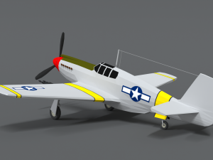 low poly cartoon north american p-51 mustang Model 3D