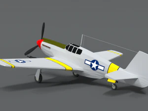 low poly cartoon north american p-51 mustang 3D Model