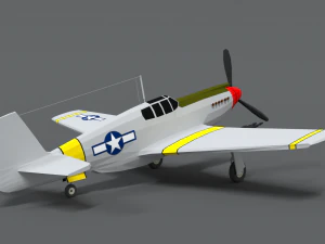 low poly cartoon north american p-51 mustang 3D Model