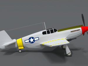 low poly cartoon north american p-51 mustang Model 3D