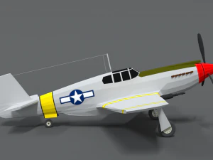 low poly cartoon north american p-51 mustang 3D Model