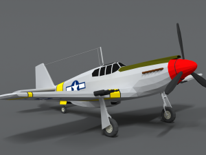 low poly cartoon north american p-51 mustang Model 3D