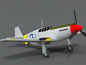 low poly cartoon north american p-51 mustang 3D Model