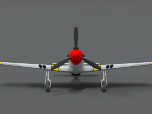 low poly cartoon north american p-51 mustang 3D Model