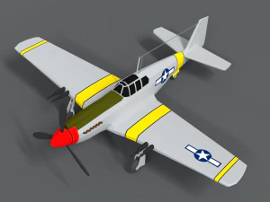 low poly cartoon north american p-51 mustang 3D Model